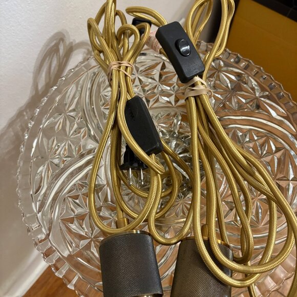 Plug-In Pendant Light – Brass Socket w/ Gold Cord & Switch (E26, 15ft) - Pair - Picture 4 of 6